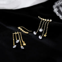 Load image into Gallery viewer, Sterling Silver Star Tassel Drop Earrings for Women Cubic Zircon