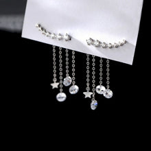 Load image into Gallery viewer, Sterling Silver Star Tassel Drop Earrings for Women Cubic Zircon