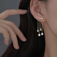 Load image into Gallery viewer, Sterling Silver Star Tassel Drop Earrings for Women Cubic Zircon