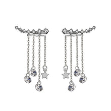 Load image into Gallery viewer, Sterling Silver Star Tassel Drop Earrings for Women Cubic Zircon