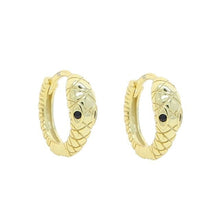 Load image into Gallery viewer, Sterling Silver Tiny CZ Snake Hoop Earring Delicate Silver Snake