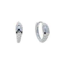 Load image into Gallery viewer, Sterling Silver Tiny CZ Snake Hoop Earring Delicate Silver Snake