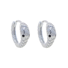 Load image into Gallery viewer, Sterling Silver Tiny CZ Snake Hoop Earring Delicate Silver Snake
