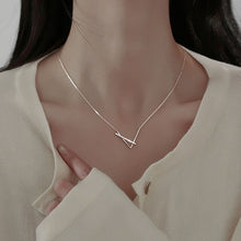 Load image into Gallery viewer, Sterling Silver V shaped Necklace for Women Geometric Cross