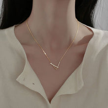 Load image into Gallery viewer, Sterling Silver V shaped Necklace for Women Geometric Cross