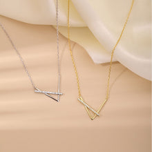 Load image into Gallery viewer, Sterling Silver V shaped Necklace for Women Geometric Cross