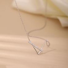 Load image into Gallery viewer, Sterling Silver V shaped Necklace for Women Geometric Cross