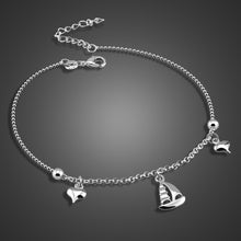 Load image into Gallery viewer, sterling silver Simple Heart Anklets Barefoot Crochet