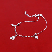 Load image into Gallery viewer, sterling silver Simple Heart Anklets Barefoot Crochet