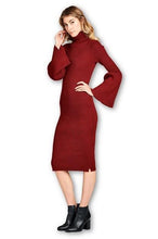 Load image into Gallery viewer, TURTLENECK SWEATER DRESS WITH BELL SLEEVE