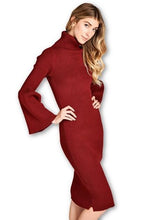 Load image into Gallery viewer, TURTLENECK SWEATER DRESS WITH BELL SLEEVE