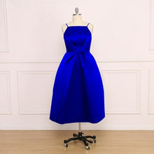 Load image into Gallery viewer, A Line Satin Prom Dresses Sexy Spaghetti Strap Backless Evening Gown