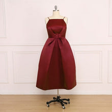 Load image into Gallery viewer, A Line Satin Prom Dresses Sexy Spaghetti Strap Backless Evening Gown