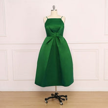 Load image into Gallery viewer, A Line Satin Prom Dresses Sexy Spaghetti Strap Backless Evening Gown