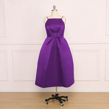 Load image into Gallery viewer, A Line Satin Prom Dresses Sexy Spaghetti Strap Backless Evening Gown