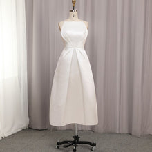 Load image into Gallery viewer, A Line Satin Prom Dresses Sexy Spaghetti Strap Backless Evening Gown