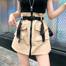 Load image into Gallery viewer, A Line Zipper Women Mini Cargo Skirts Pockets Sashes Bodycon Solid