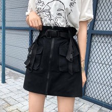 Load image into Gallery viewer, A Line Zipper Women Mini Cargo Skirts Pockets Sashes Bodycon Solid