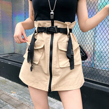 Load image into Gallery viewer, A Line Zipper Women Mini Cargo Skirts Pockets Sashes Bodycon Solid