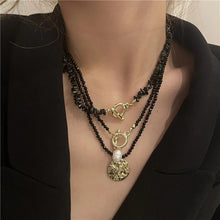 Load image into Gallery viewer, Multi layer Vintage Black Beads Necklace Beaded Chain