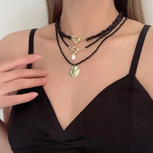 Load image into Gallery viewer, Multi layer Vintage Black Beads Necklace Beaded Chain