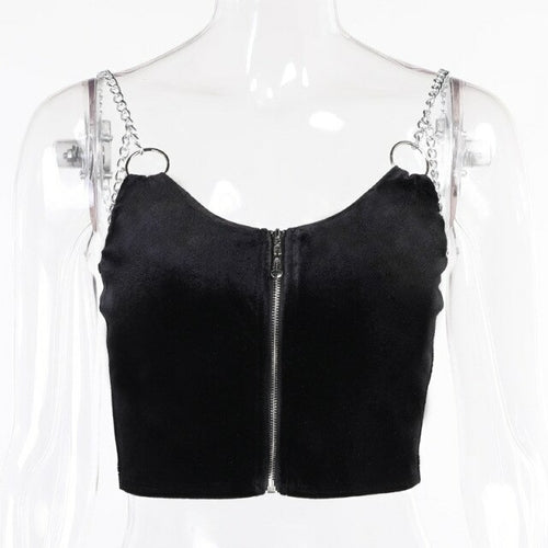 Style Metal Chain Velvet Camis Women Gothic Sexy - Sophornlilly