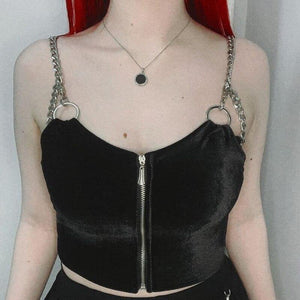 Style Metal Chain Velvet Camis Women Gothic Sexy - Sophornlilly