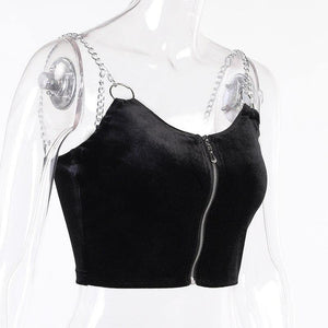 Style Metal Chain Velvet Camis Women Gothic Sexy - Sophornlilly