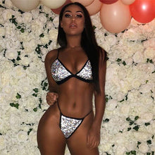 Load image into Gallery viewer, Fashion Sexy Silver Rhinestone Bra Sets Women Summer Beach Hot