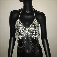 Load image into Gallery viewer, Luxury Rhinestone Silver Tassel Chain Camis Top Women Nightclub