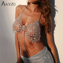 Load image into Gallery viewer, Luxury Rhinestone Silver Tassel Chain Camis Top Women Nightclub