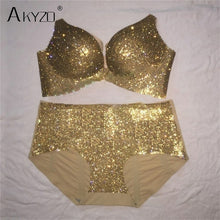 Load image into Gallery viewer, Luxury rhinestone bra set women sexy shiny high quality diamond