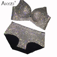 Load image into Gallery viewer, Luxury rhinestone bra set women sexy shiny high quality diamond