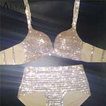 Load image into Gallery viewer, Luxury rhinestone bra set women sexy shiny high quality diamond