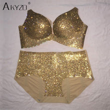 Load image into Gallery viewer, Luxury rhinestone bra set women sexy shiny high quality diamond