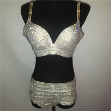 Load image into Gallery viewer, Luxury rhinestone bra set women sexy shiny high quality diamond