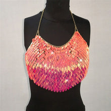 Load image into Gallery viewer, Sexy Halter Chain Scales Sequins Crop Top Summer Beach