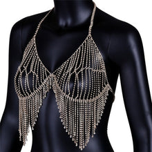 Load image into Gallery viewer, Women  Fashion Camis Sequined Rhinestone Metal Chain Bra