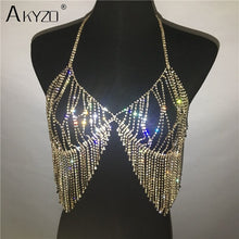 Load image into Gallery viewer, Women  Fashion Camis Sequined Rhinestone Metal Chain Bra