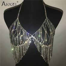 Load image into Gallery viewer, Women  Fashion Camis Sequined Rhinestone Metal Chain Bra