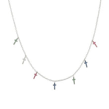Load image into Gallery viewer, ANDYWEN 925 Sterling Silver Winter Black Zircon Cross Charm Choker