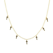 Load image into Gallery viewer, ANDYWEN 925 Sterling Silver Winter Black Zircon Cross Charm Choker