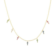Load image into Gallery viewer, ANDYWEN 925 Sterling Silver Winter Black Zircon Cross Charm Choker