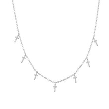 Load image into Gallery viewer, ANDYWEN 925 Sterling Silver Winter Black Zircon Cross Charm Choker
