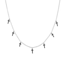 Load image into Gallery viewer, ANDYWEN 925 Sterling Silver Winter Black Zircon Cross Charm Choker