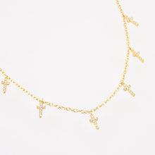 Load image into Gallery viewer, ANDYWEN 925 Sterling Silver Winter Black Zircon Cross Charm Choker