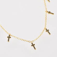 Load image into Gallery viewer, ANDYWEN 925 Sterling Silver Winter Black Zircon Cross Charm Choker