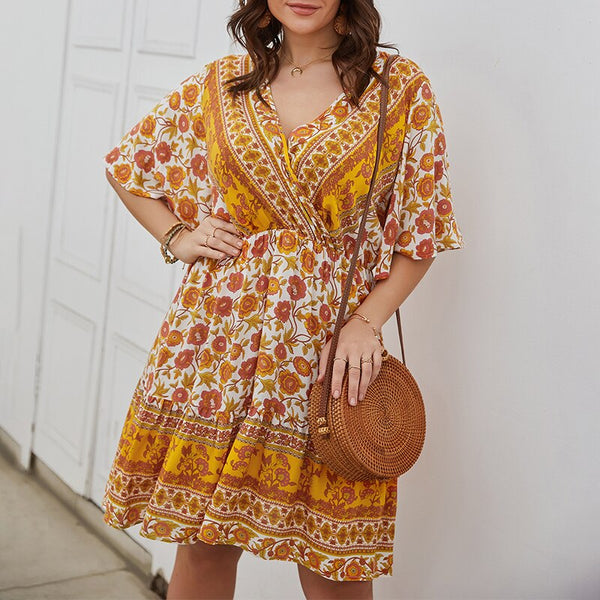 Summer Fashion Bohemian Dress for Women Oversized Sexy Short