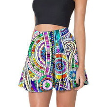 Load image into Gallery viewer, Above Knee Women Skirt Rainbow Striped Blue Purple Sexy Gothic Pleated