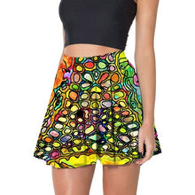 Load image into Gallery viewer, Above Knee Women Skirt Rainbow Striped Blue Purple Sexy Gothic Pleated
